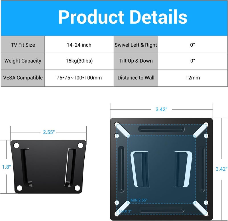 Pastigio Monitor Wall Mount Most Metal Iron TV Mount Bracket for 15.6 Inch Digital Picture Frame, Frame156, M15R2, Frame157 - Image 2